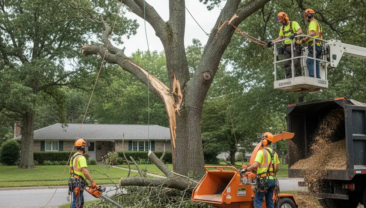 Emergency tree service crew clearing storm-damaged trees in Arlington, TX