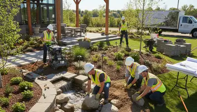 Arlington, TX tree service team planning low-maintenance landscape design for local yards