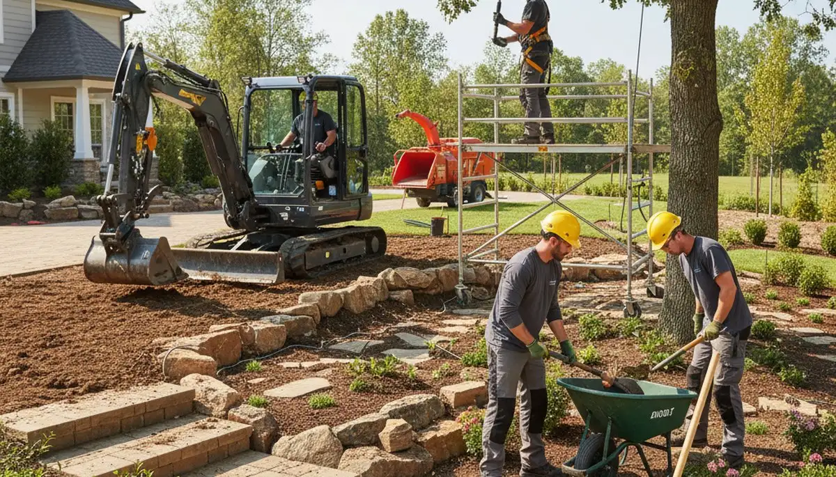 Arlington, TX tree service crew trimming trees for safe, professional landscaping maintenance