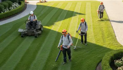 Arlington, TX tree service crew trimming trees for lawn care and yard maintenance