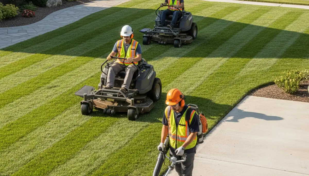 Arlington, TX tree service crew trimming trees for lawn care and yard maintenance