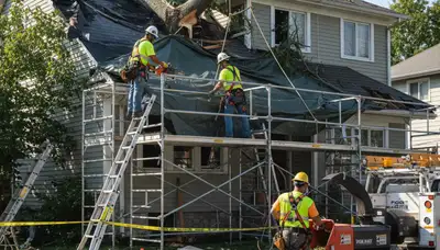 Arlington, TX arborists clearing storm-damaged trees and fallen limbs for safe property cleanup