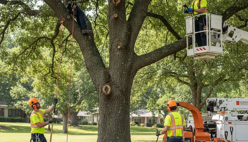 Arlington, TX arborist treating diseased tree for fungal rot and decline