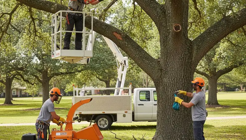 Arbor tree care treating diseased tree in Arlington, TX to stop fungal decay and decline
