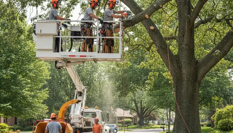 Arlington, TX tree removal crew safely removing a dead tree from a property