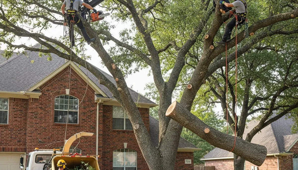 Arlington, TX tree service crew trimming trees for safe, professional property care