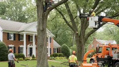 Tree service team in Arlington, TX providing professional tree trimming and removal for local properties