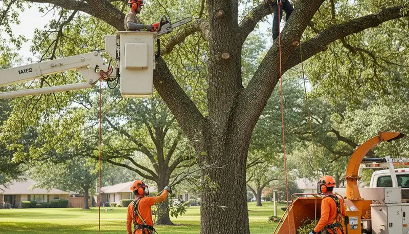 Arbor Tree Care crew trimming trees in Arlington, TX for safer, healthier, well-kept landscapes