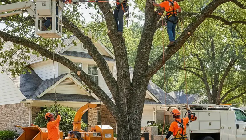 Arlington, TX arborist trimming a tree for safer, healthier growth on a residential property